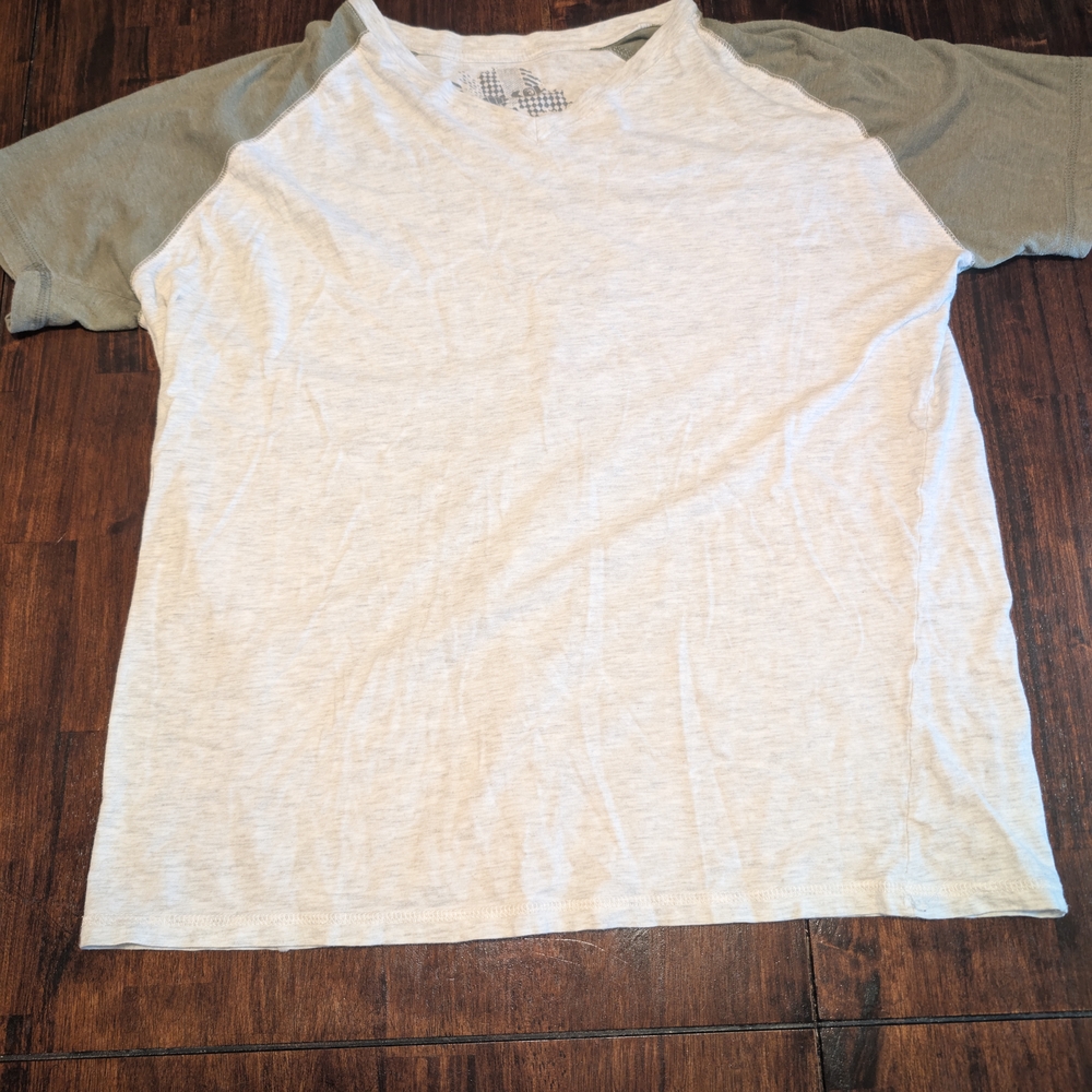 Casual Gray and White Raglan Tee